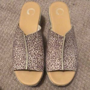 Leopard wedge sandals